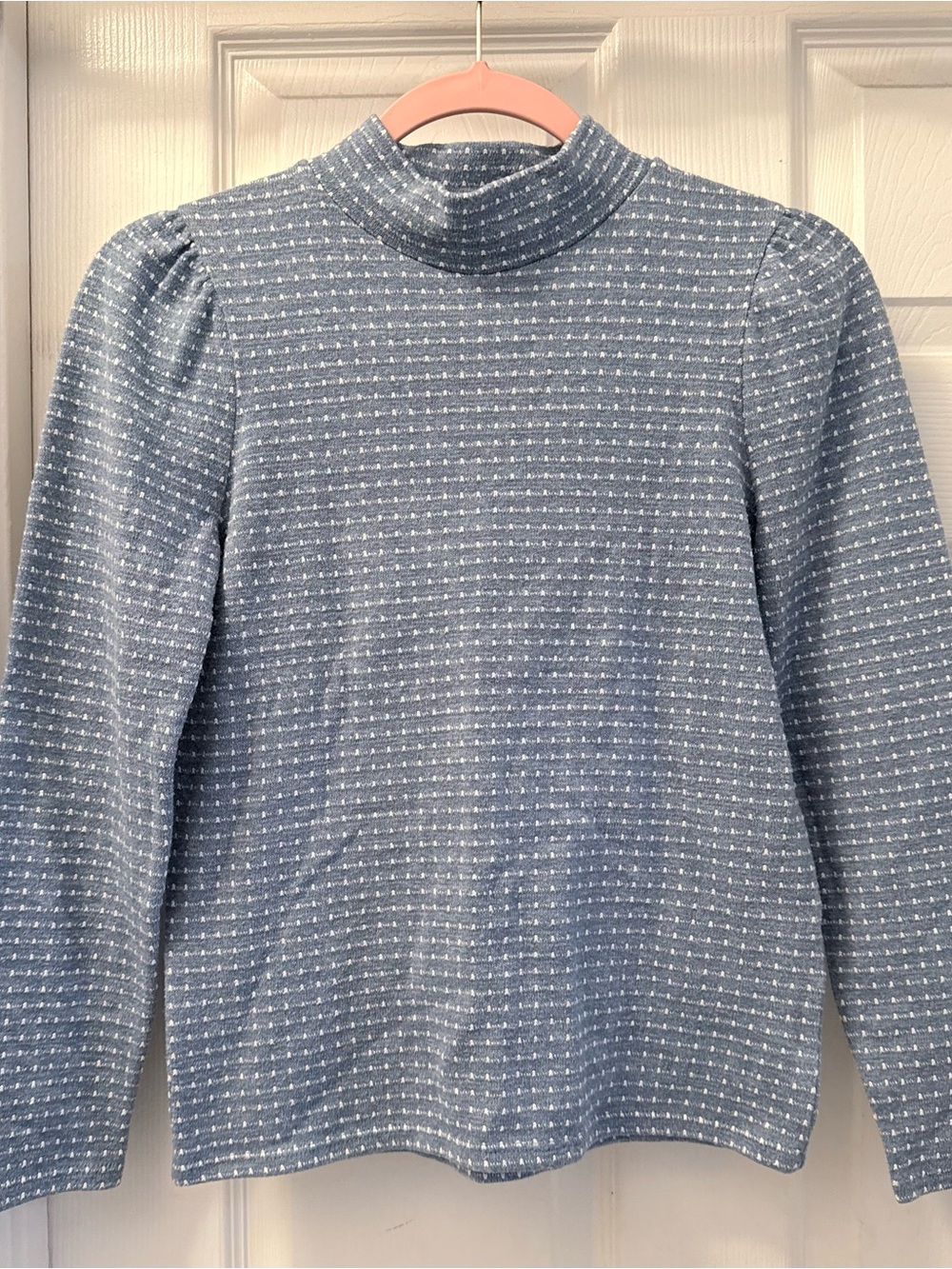 Madewell Light Blue Mock Turtleneck Sweater with White Fleck